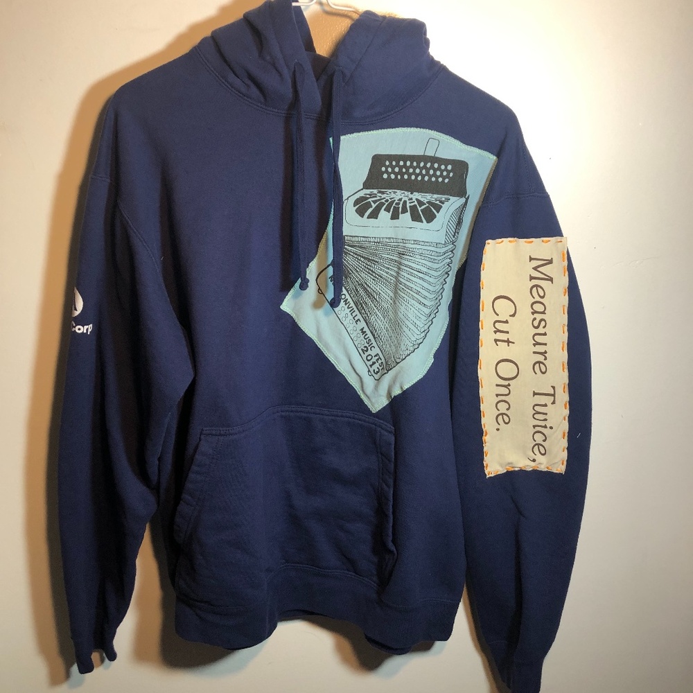 Navy Upcycled Hoodie Large Measure Once Grateful Dead